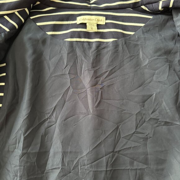 Coldwater Creek Navy White Striped Sleeveless Zip-Up Vest High Collar Cinched XL - Picture 8 of 10